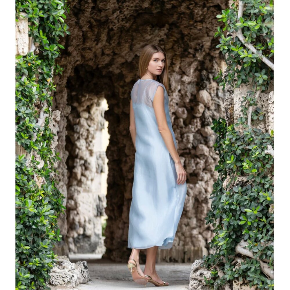 NWT rare Julia Amory Grace Dress in organza chambray blue - Picture 3 of 8